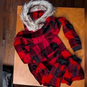 Red and Black Plaid Hooded Onesie
